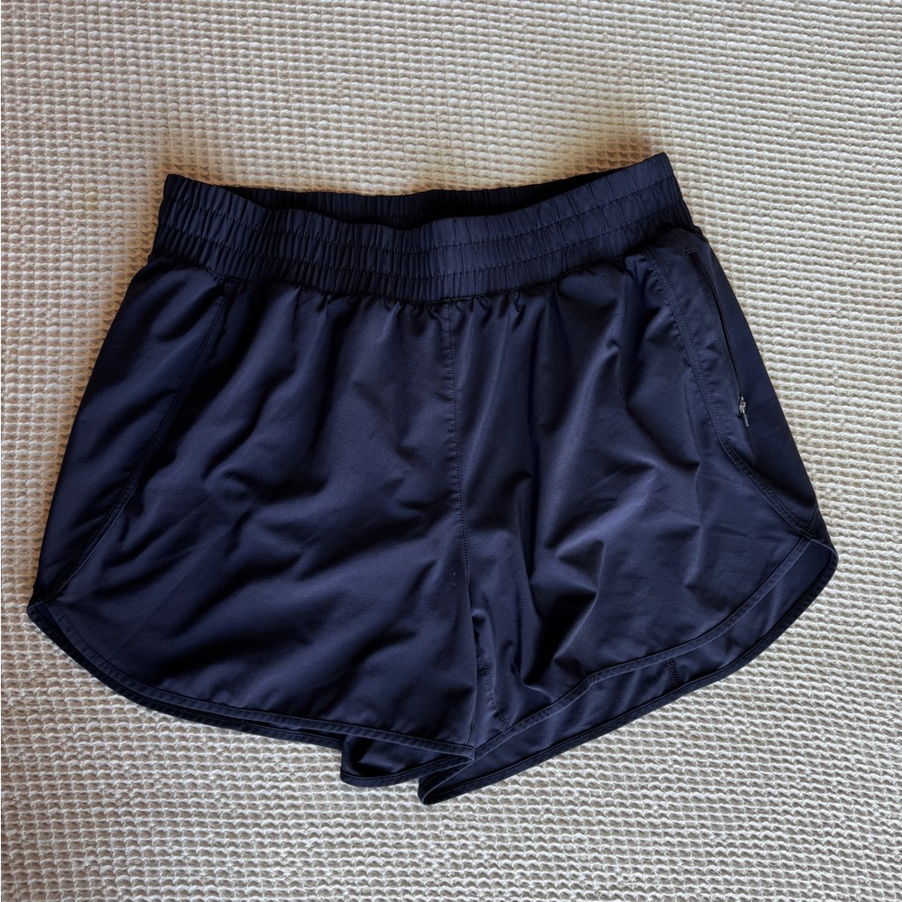 CRZ YOGA Dolphin Athletic Shorts for Women 3" - Navy High Waisted